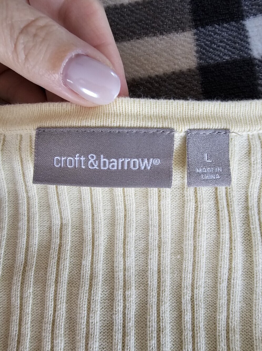 croft & barrow Cream Ribbed Scoop Neck Top - Picture 6 of 9